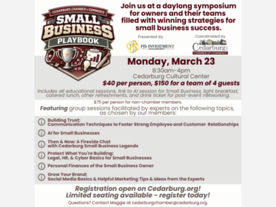 Cedarburg Small Business Playbook Event on March 23, 2026 in Cedarburg, WI